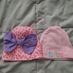 Gerber Pink and Purple Baby Hats Set